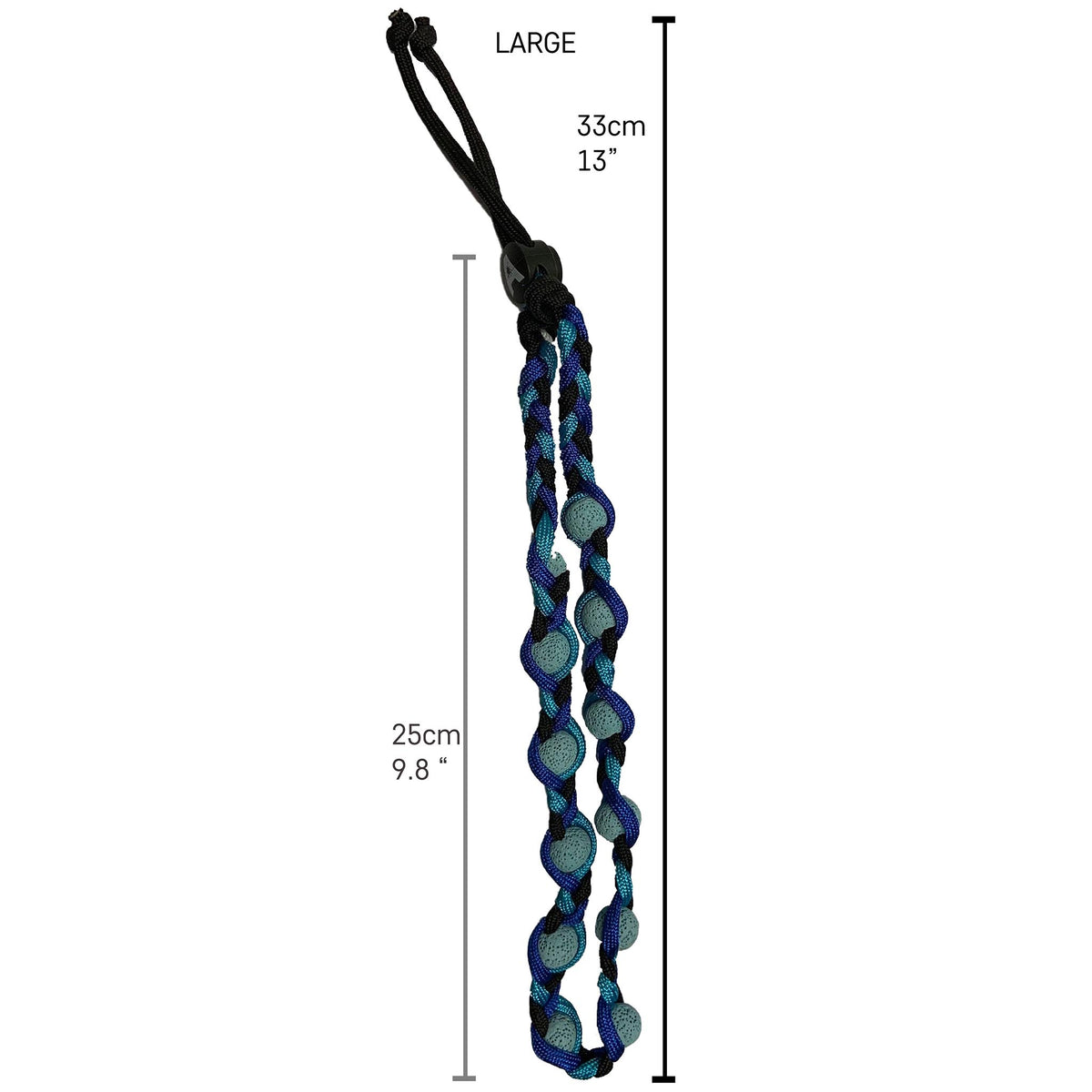 Large-sized adjustable lava bead collar measuring 33cm (13"), designed for use with Tick Attack™ repellent. Can be worn as a dog collar or a hair band.